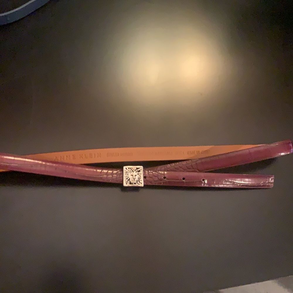 Vintage Anne Klein Purple Silver Lion Logo Belt Large